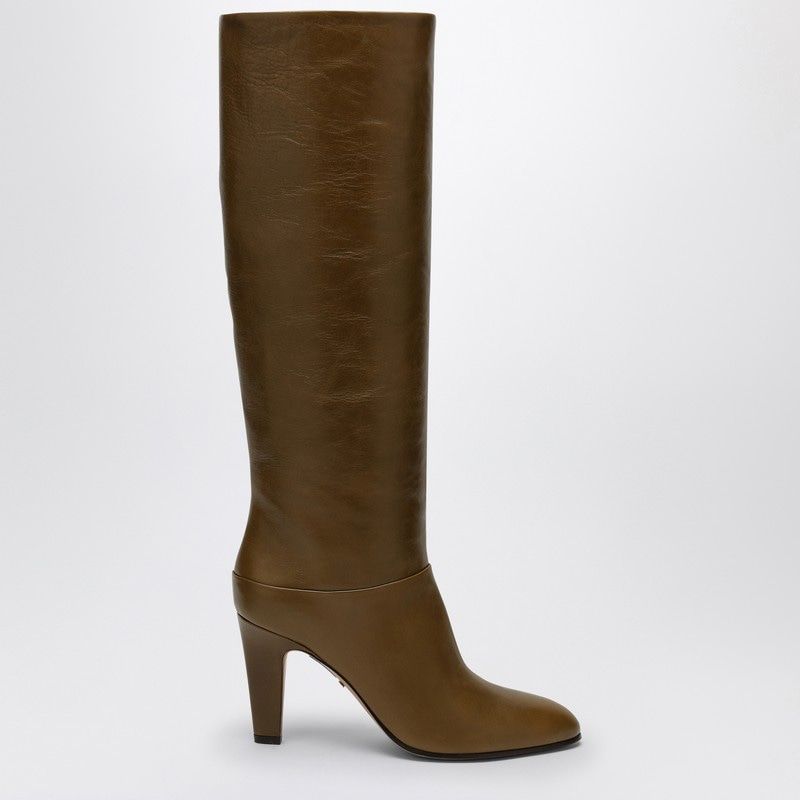 CHLOÉ Vintage Khaki Green Leather High Boots