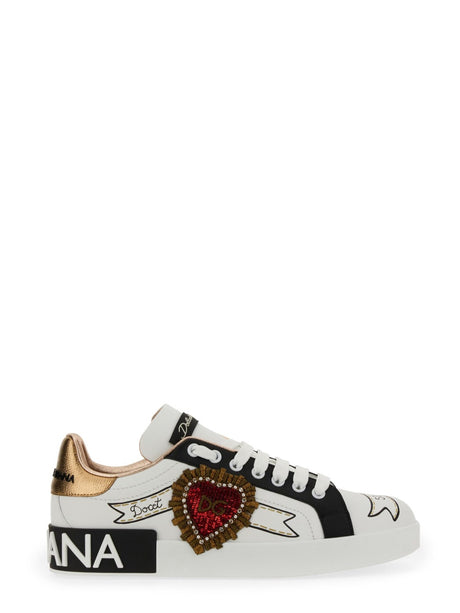 DOLCE & GABBANA Portofino Leather Sneakers for Women