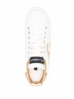 White Leather Sneakers with Embroidered Logo and Contrasting Details for Women