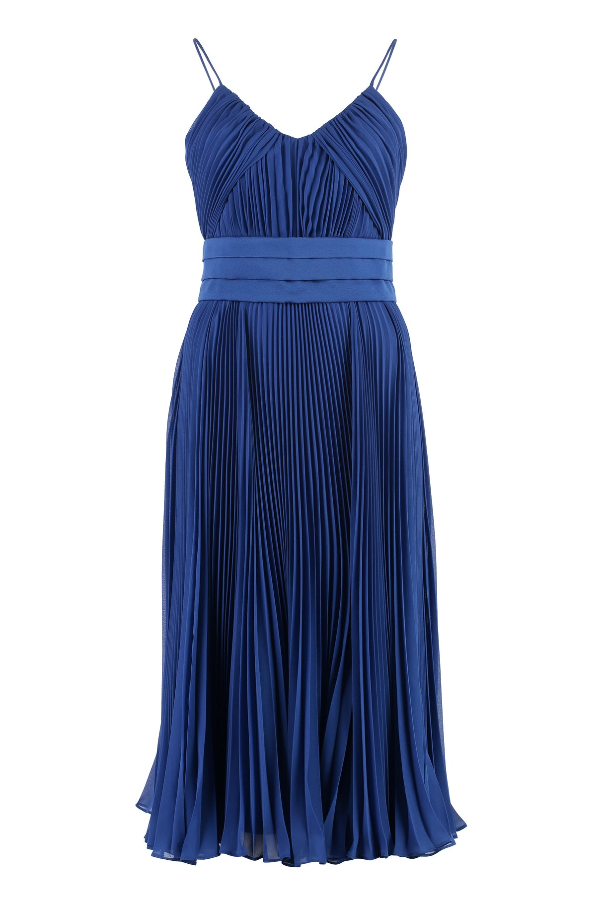 Cross Back Pleated Dress in Stylish Blue for Women