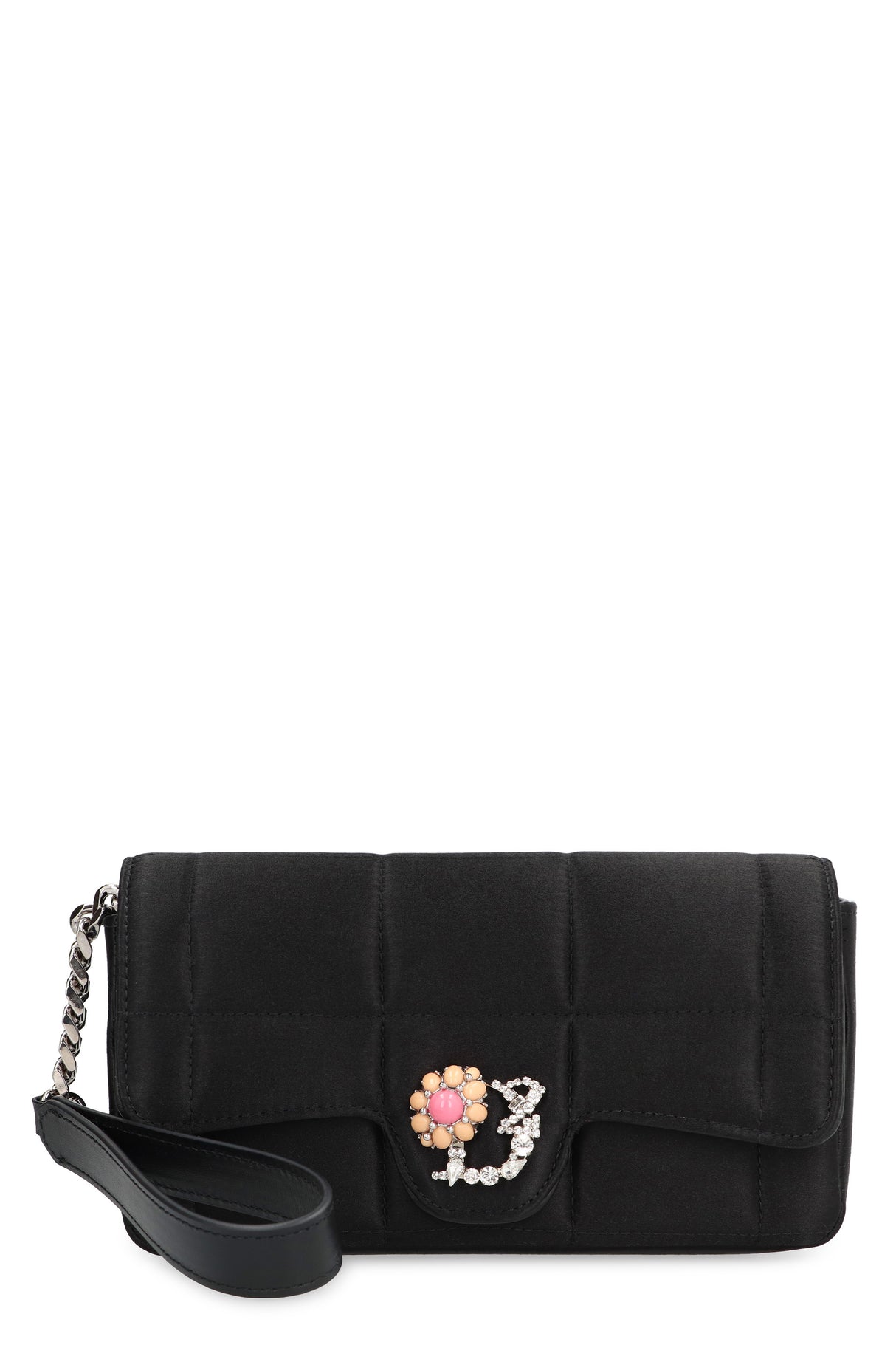DSQUARED2 Quilted Satin Clutch with Embellished Details for Women