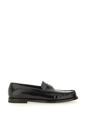 DOLCE & GABBANA Classic Leather Loafers with Logo for Women