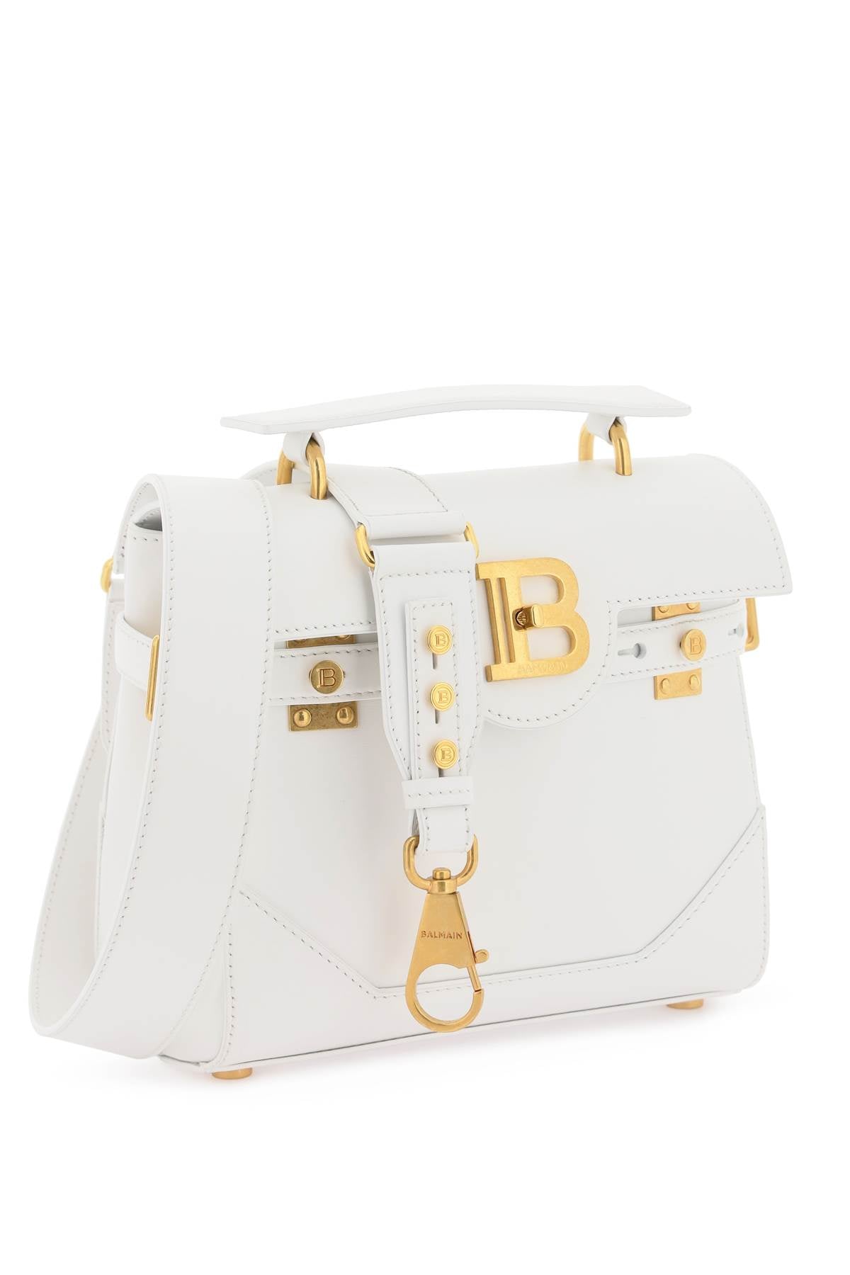 BALMAIN B-BUZZ 23 Leather Shoulder Bag for Women - White