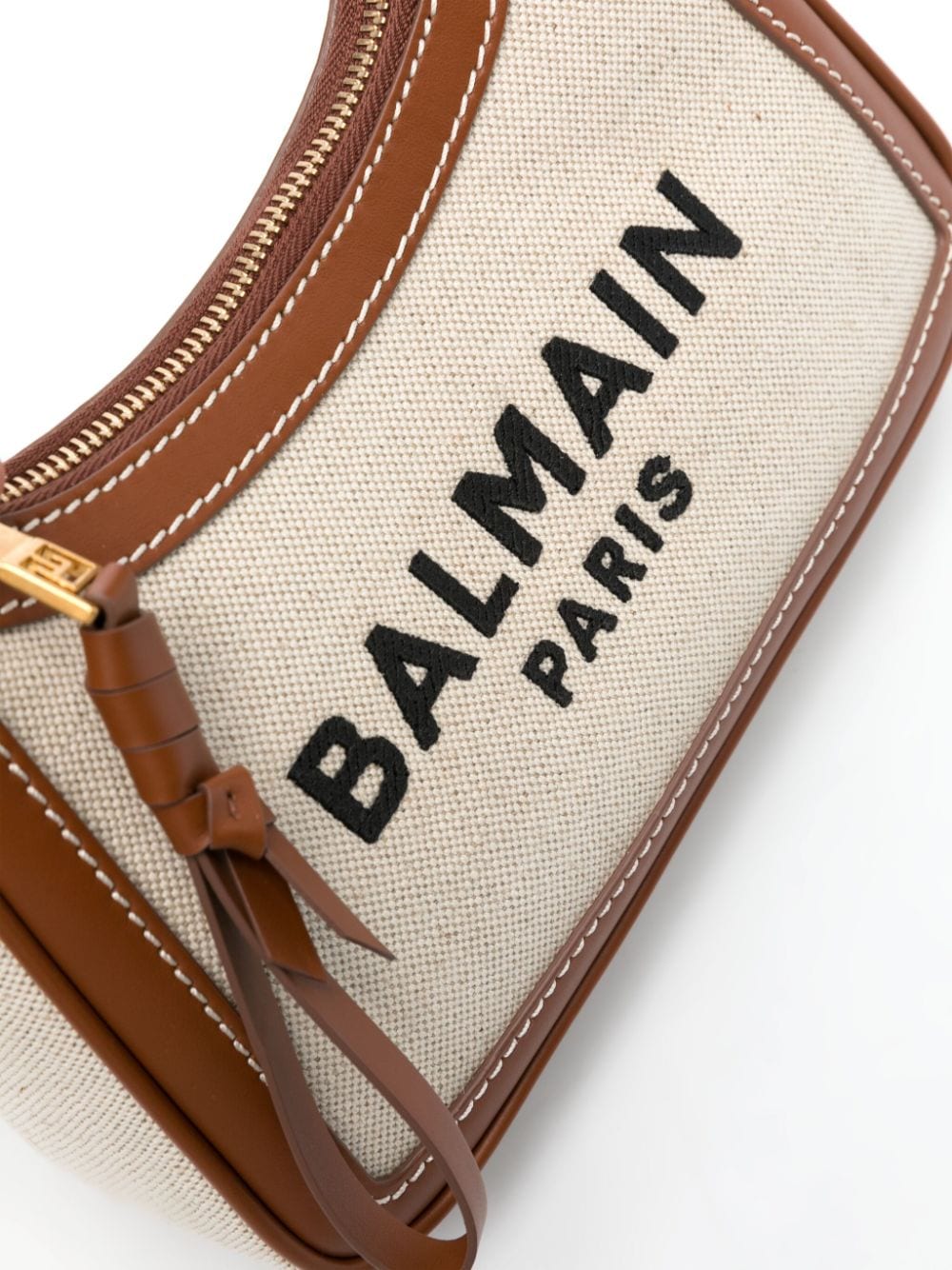 BALMAIN Beige Canvas and Leather Shoulder Handbag for Women