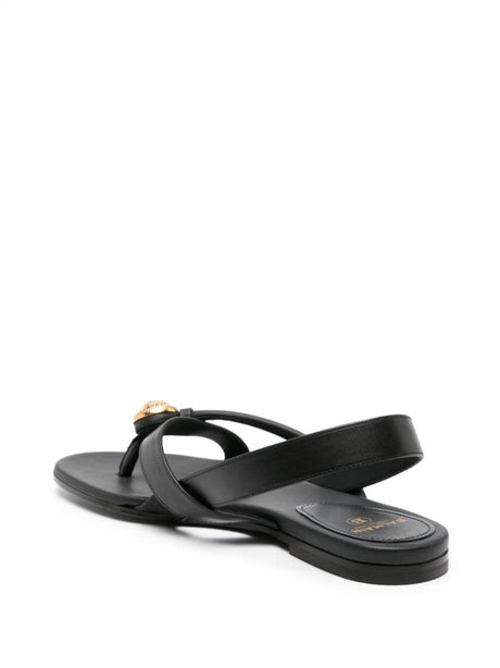 Women's Black Sandals with Gold Detail