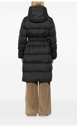 PINKO Classic Black Padded Hooded Jacket with Detachable Belt