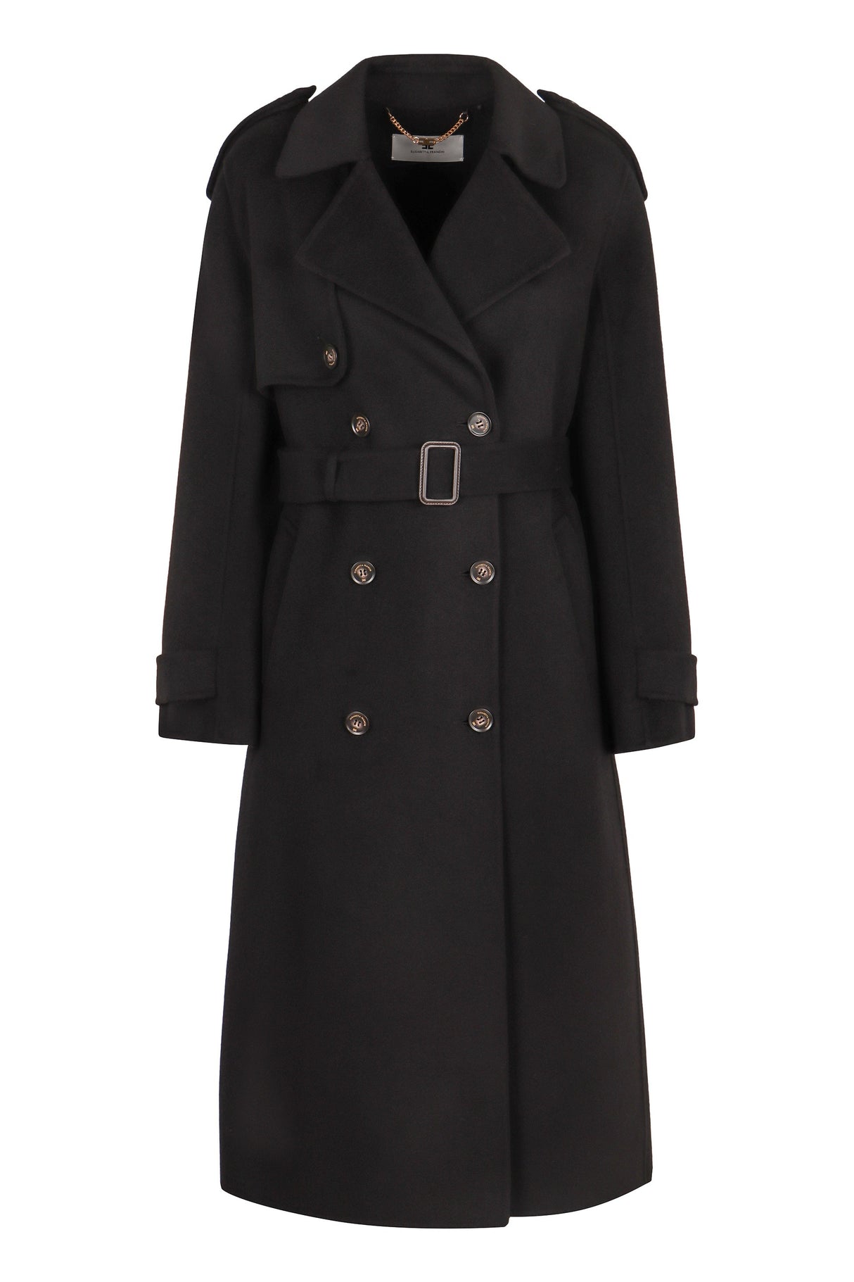 ELISABETTA FRANCHI Chic Wool Double-Breasted Trench Jacket