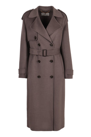 ELISABETTA FRANCHI Wool Double-Breasted Trench Jacket