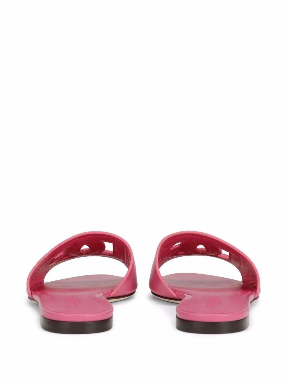 DOLCE & GABBANA Cut-Out Logo Leather Slide Sandals