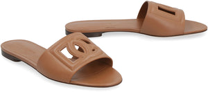 DOLCE & GABBANA Cut-Out Logo Leather Slide Sandals