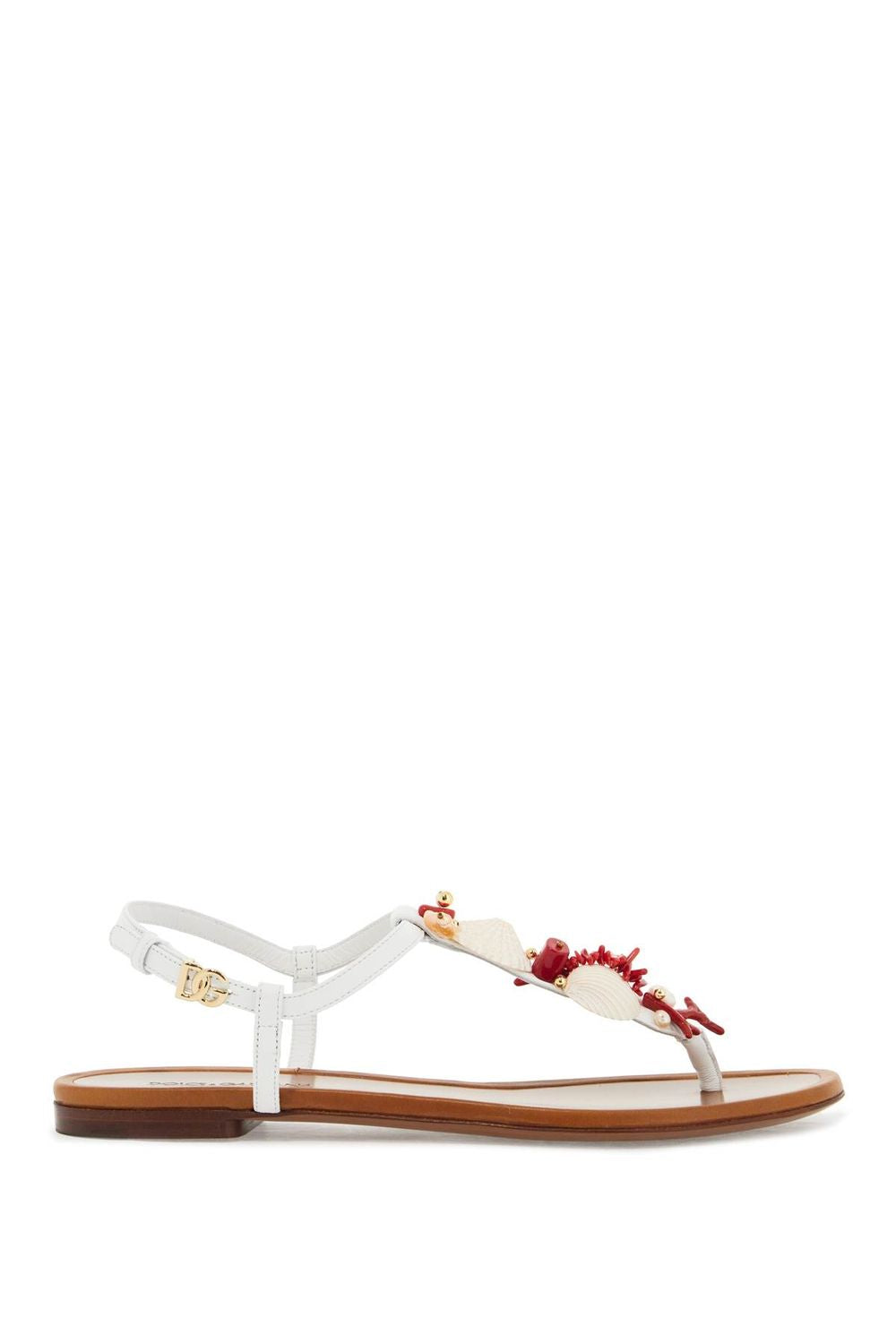 DOLCE & GABBANA Chic Nappa Flip-Flops with Coral Embellishments