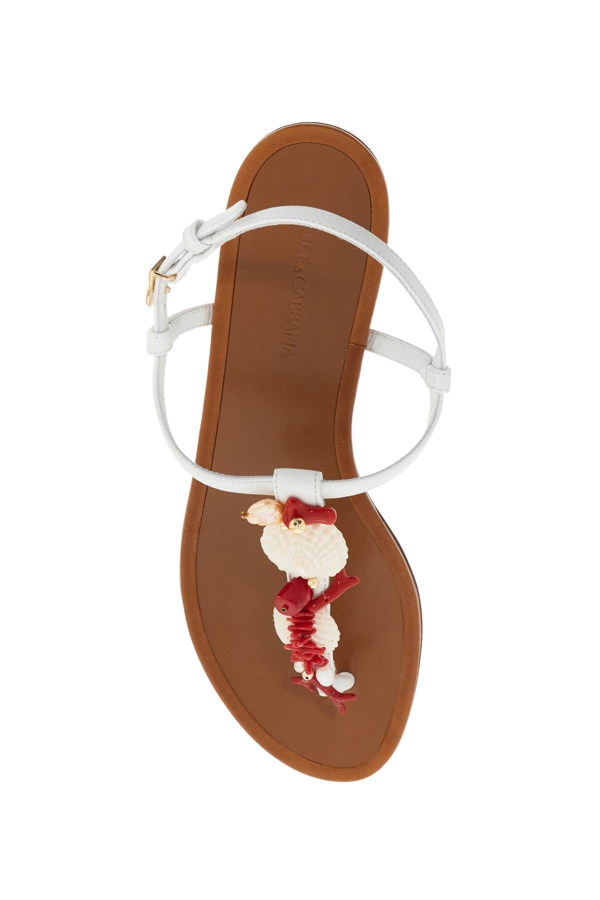 DOLCE & GABBANA Chic Nappa Flip-Flops with Coral Embellishments