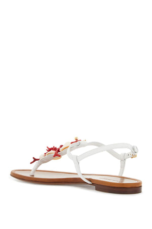 DOLCE & GABBANA Chic Nappa Flip-Flops with Coral Embellishments