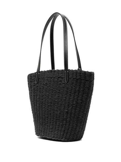 COACH Black Paper Straw Tote Handbag for Women - SS24 Collection