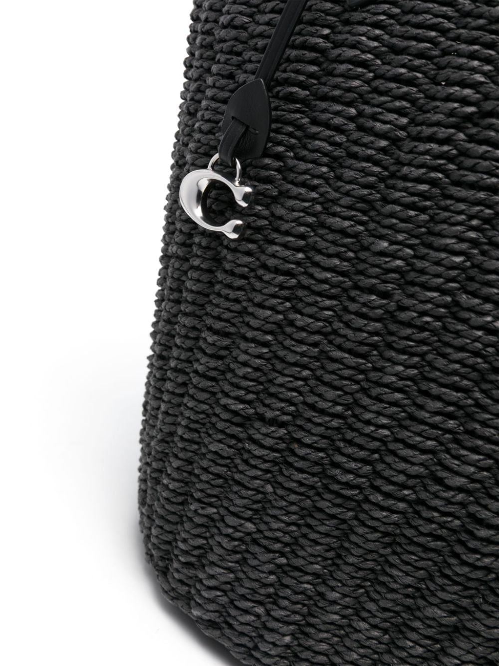 COACH Black Paper Straw Tote Handbag for Women - SS24 Collection