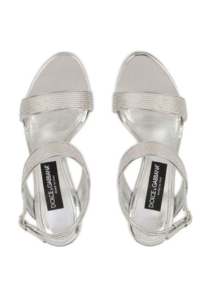 DOLCE & GABBANA Keira Metallic Leather Sandals - Silver - SS23