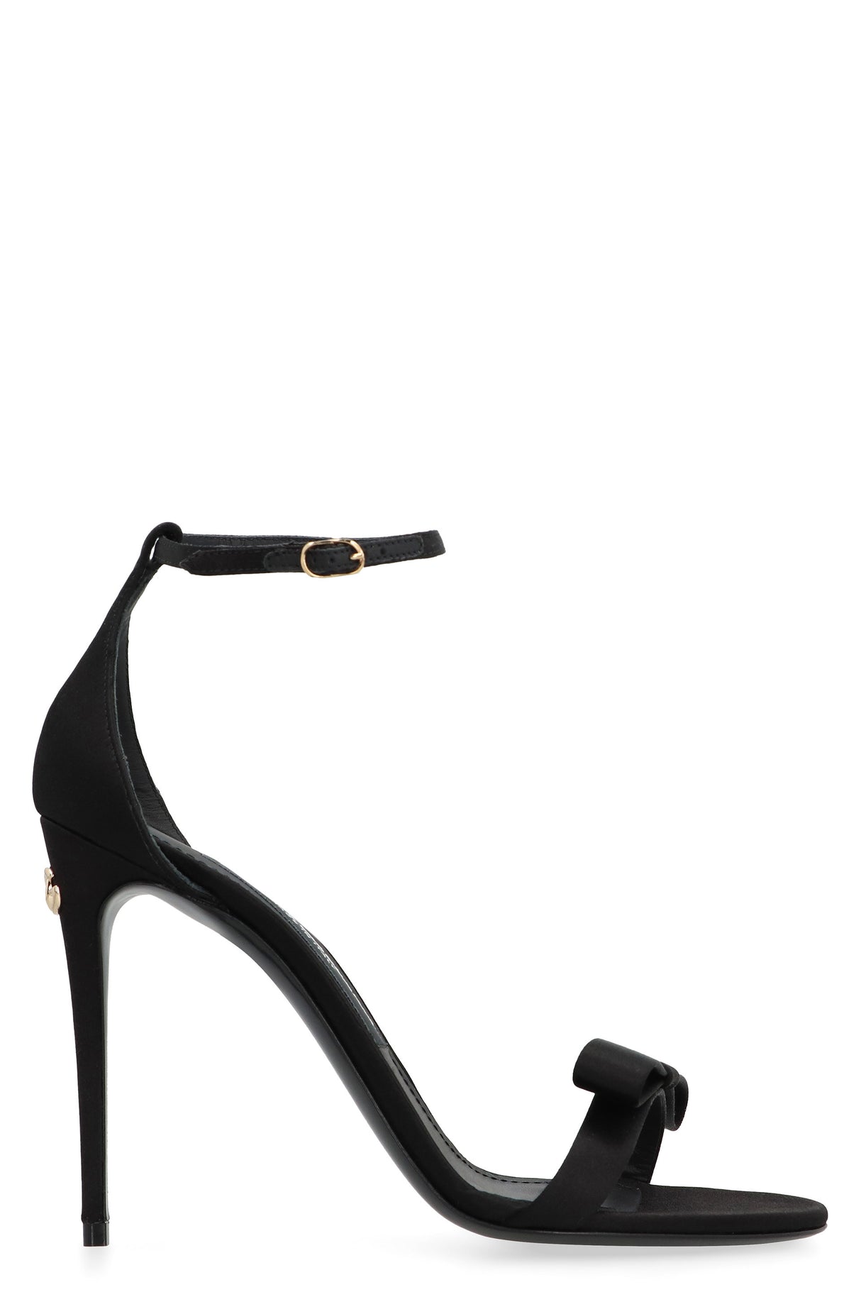 DOLCE & GABBANA Elegant Silk Bow Black Heeled Sandals for Women - FW23 Collection