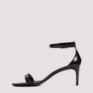 DOLCE & GABBANA Stylish Black 100% Leather Sandals for Women - SS24 Collection