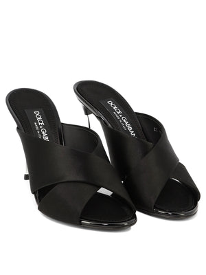 Sandal Cao Gót Quai Chéo Satin Đen Cho Nữ