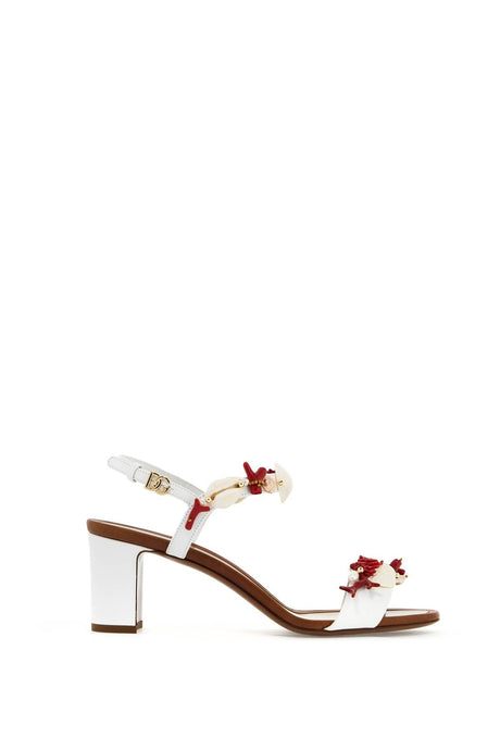 DOLCE & GABBANA Coral-Embellished Nappa Leather Sandals for Women