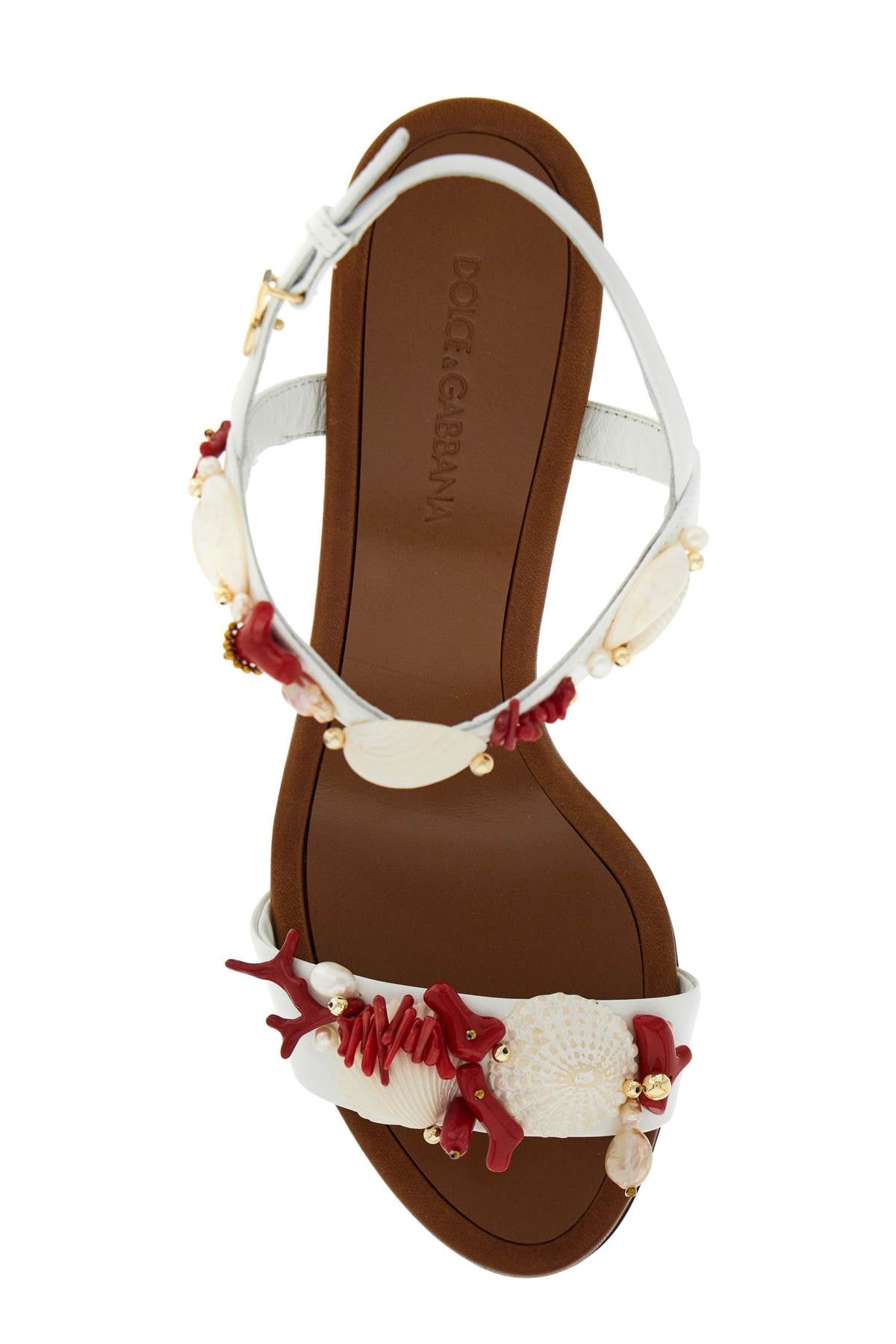 DOLCE & GABBANA Coral-Embellished Nappa Leather Sandals for Women