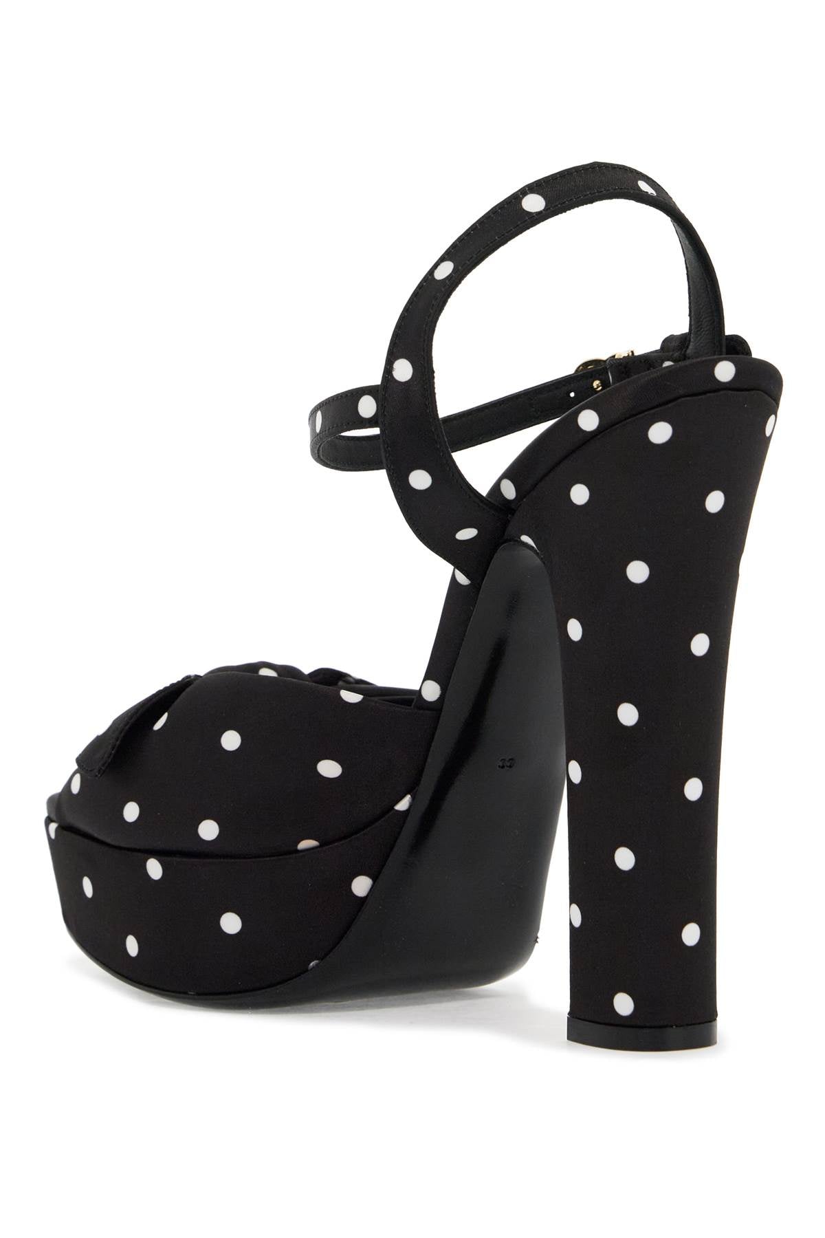 DOLCE & GABBANA Keira Polka Dot Satin Platform Sandals