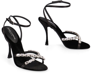 DOLCE & GABBANA Elegant Satin Sandals with Stone Embellishments - Size 8