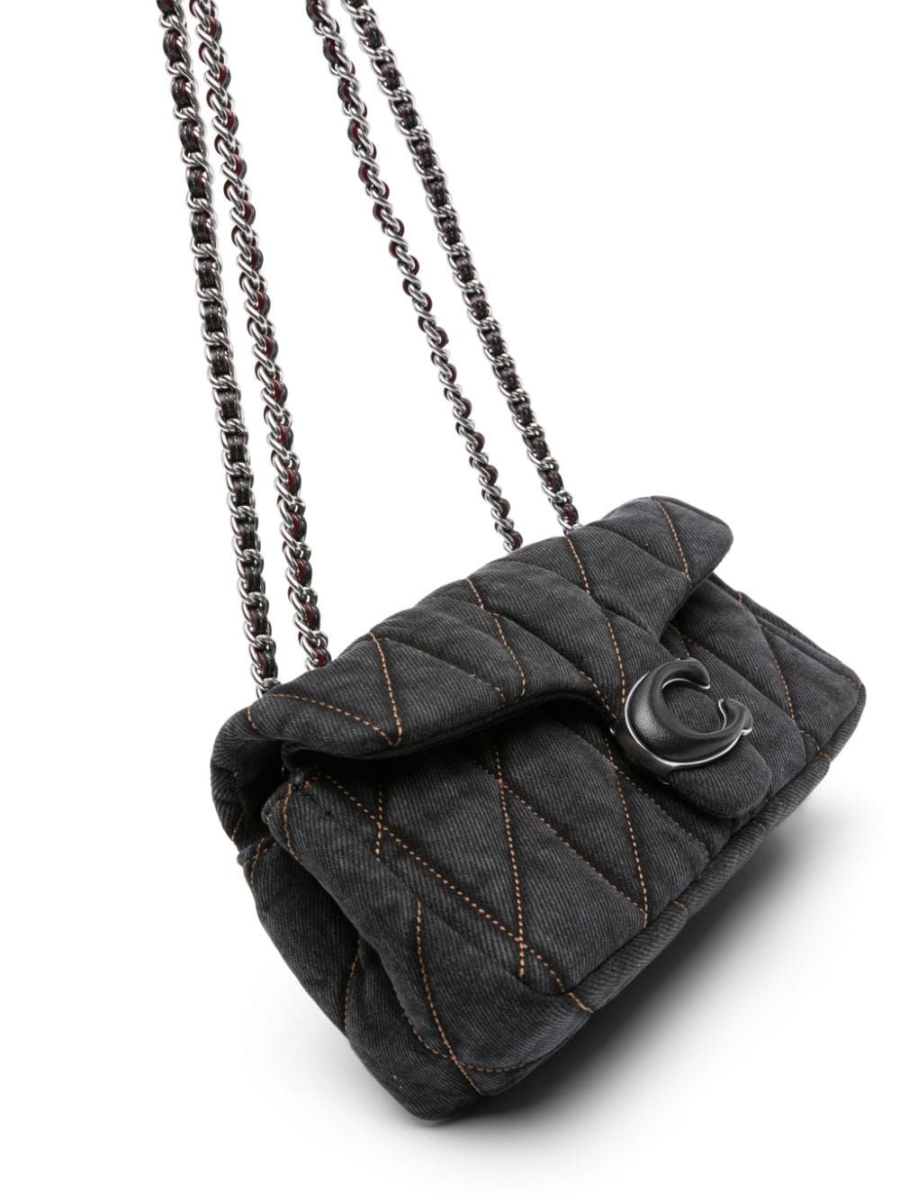 COACH Quilted Denim Tabby Mini Shoulder Bag in Black