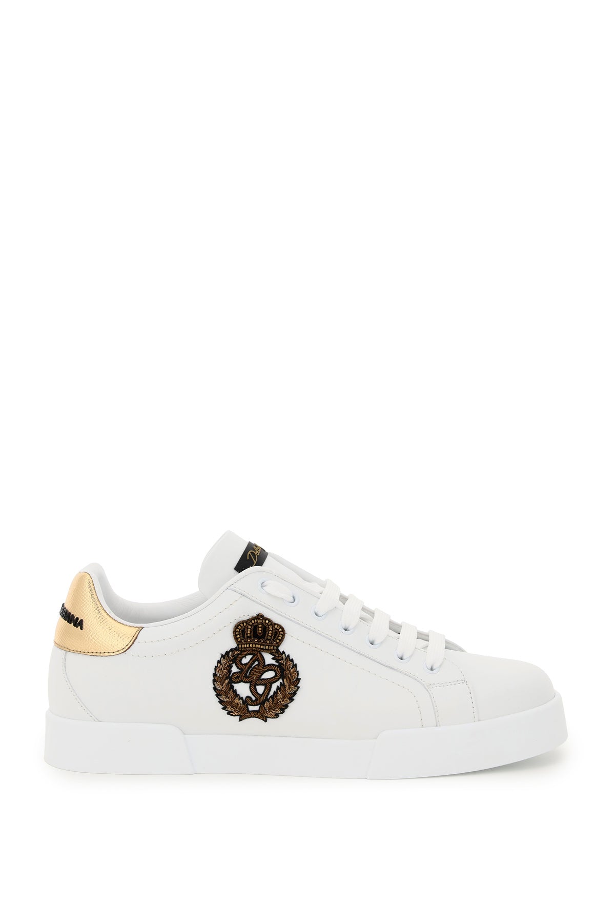 DOLCE & GABBANA Portofino Denim-Inspired Sneakers with Emblem Patch