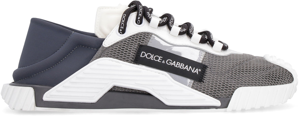 DOLCE & GABBANA Men's Neoprene and Mesh Technical Fabric Sneakers with Leather Details and Reflective Bands