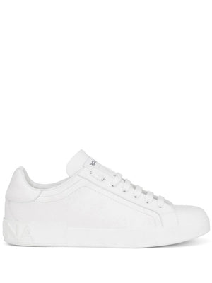 DOLCE & GABBANA White Leather Portofino Sneaker for Men - Spring/Summer 2024