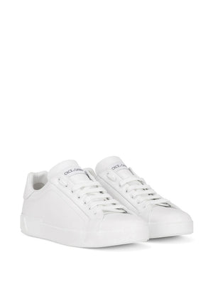 DOLCE & GABBANA White Leather Portofino Sneaker for Men - Spring/Summer 2024