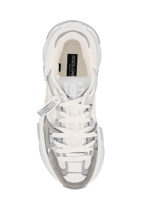 DOLCE & GABBANA Men's Silver and White Fabric Sneaker for SS24