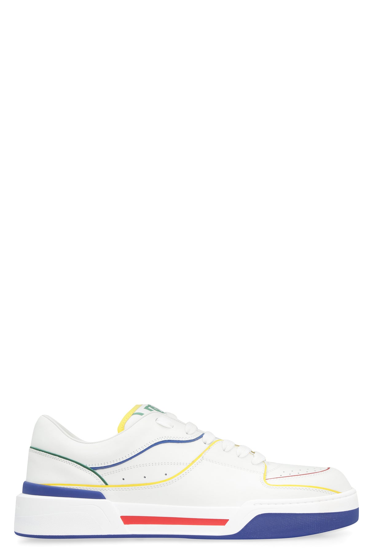 White Leather Sneakers with Contrast Color Inserts for Men