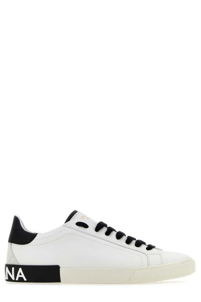 DOLCE & GABBANA Men's White Low-Top Sneakers with Contrasting Leather and Suede Inserts - SS24 Collection