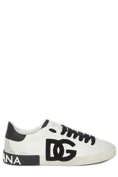 DOLCE & GABBANA Men's Portofino Leather Low-Top Sneakers - White