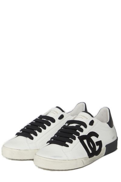 DOLCE & GABBANA Men's Portofino Leather Low-Top Sneakers - White