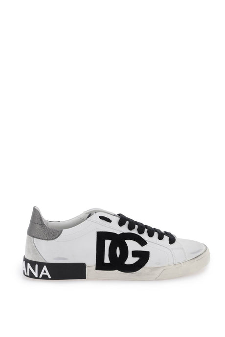 Men's White Leather Low-Top Sneakers for FW23