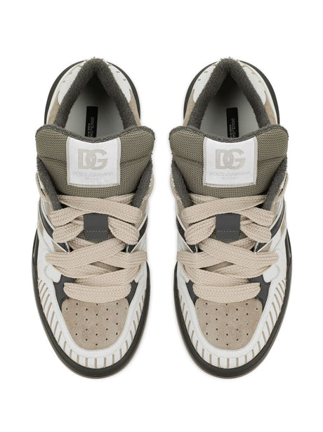 Rome Panelled Leather Sneaker in Dove Grey