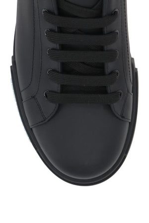DOLCE & GABBANA Men's Black Leather Sneakers for FW24