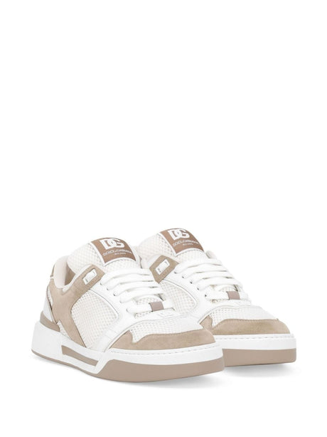 DOLCE & GABBANA Men's Luxe Beige Leather and Suede Sneakers