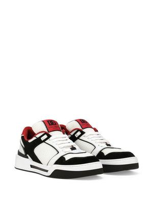 DOLCE & GABBANA Black Leather Panelled Sneakers for Men - SS24 Collection