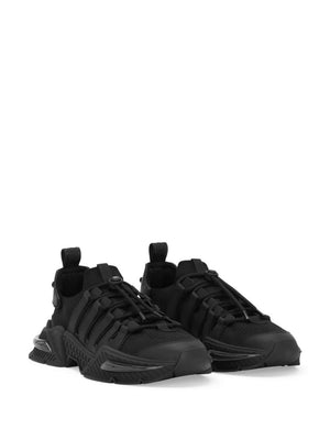 DOLCE & GABBANA Men's Luxury Black Drawstring Fastening Sneakers