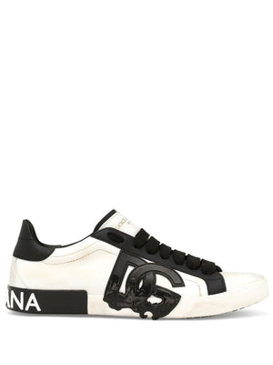 DOLCE & GABBANA Men's Portofino Leather Sneakers in White for SS24