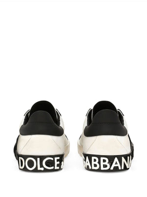 DOLCE & GABBANA Men's Portofino Leather Sneakers in White for SS24