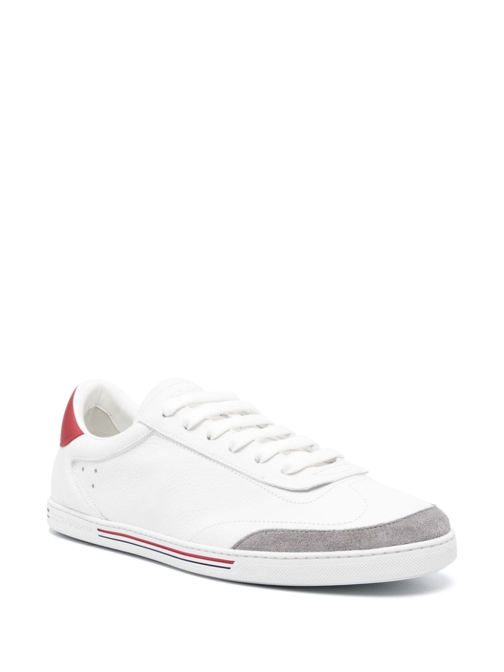 DOLCE & GABBANA White Leather Sneakers with Stripe Detailing for Men - Spring/Summer 2024