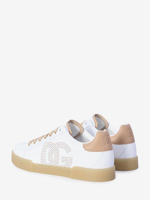 DOLCE & GABBANA Portofino Luxury Sneakers in White and Beige