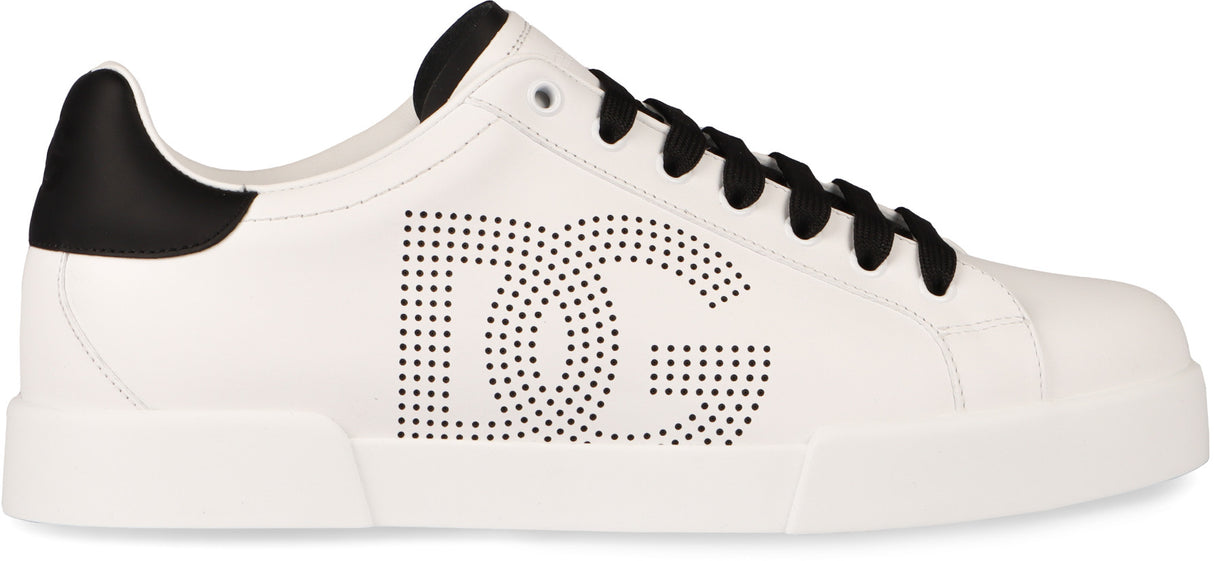 DOLCE & GABBANA Portofino Leather Sneakers - Black & White