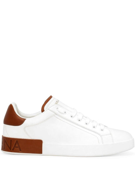 DOLCE & GABBANA Men's Premium Leather Sneakers with Logo Patch