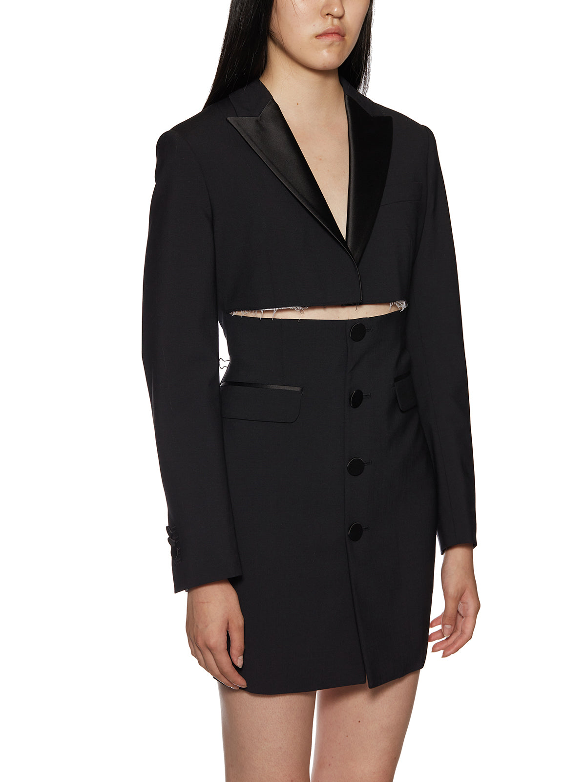 Sleek Black Virgin Wool Dress for Women - FW21